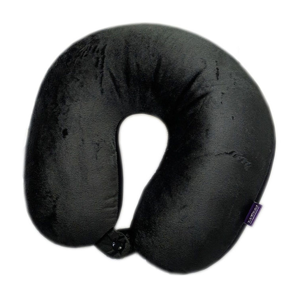 Protege Microfiber Travel Neck Pillow,100% Polyester Fleece Knit, Black,  One Size